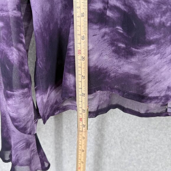 Newport News VTG Sheer Flutter Sleeve Blouse Size 8 Purple Fairy Grunge Whimsy - Picture 12 of 13
